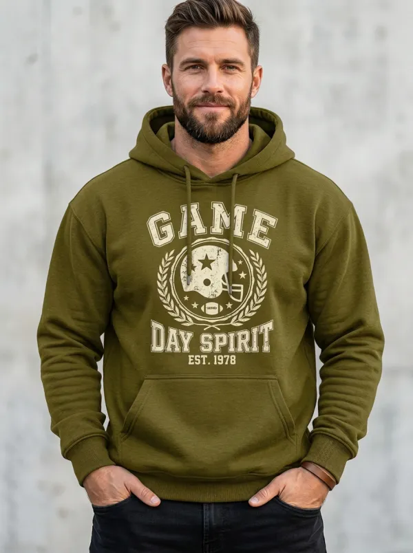 Men's Football Lover Game Day Spirit Helmet Graphic Hoodie