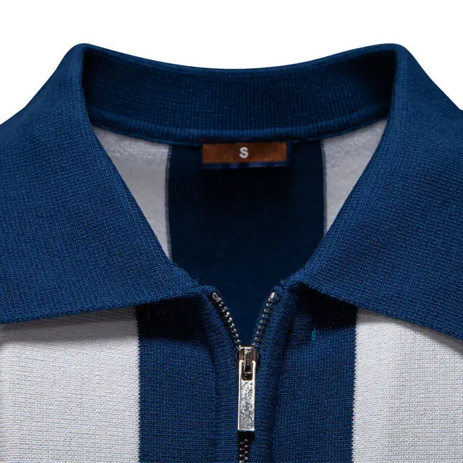 Half Zip Spread Collar Short Sleeve Fine Knit Polo Shirt