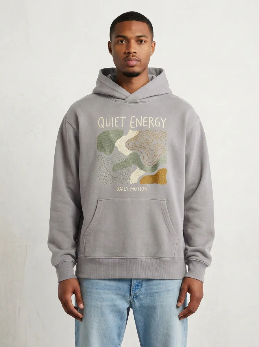 Quiet Energy Abstract Topographic Hoodie
