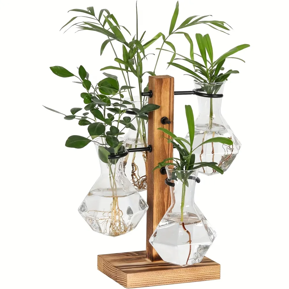 Wooden Stand Hydroponic Planters