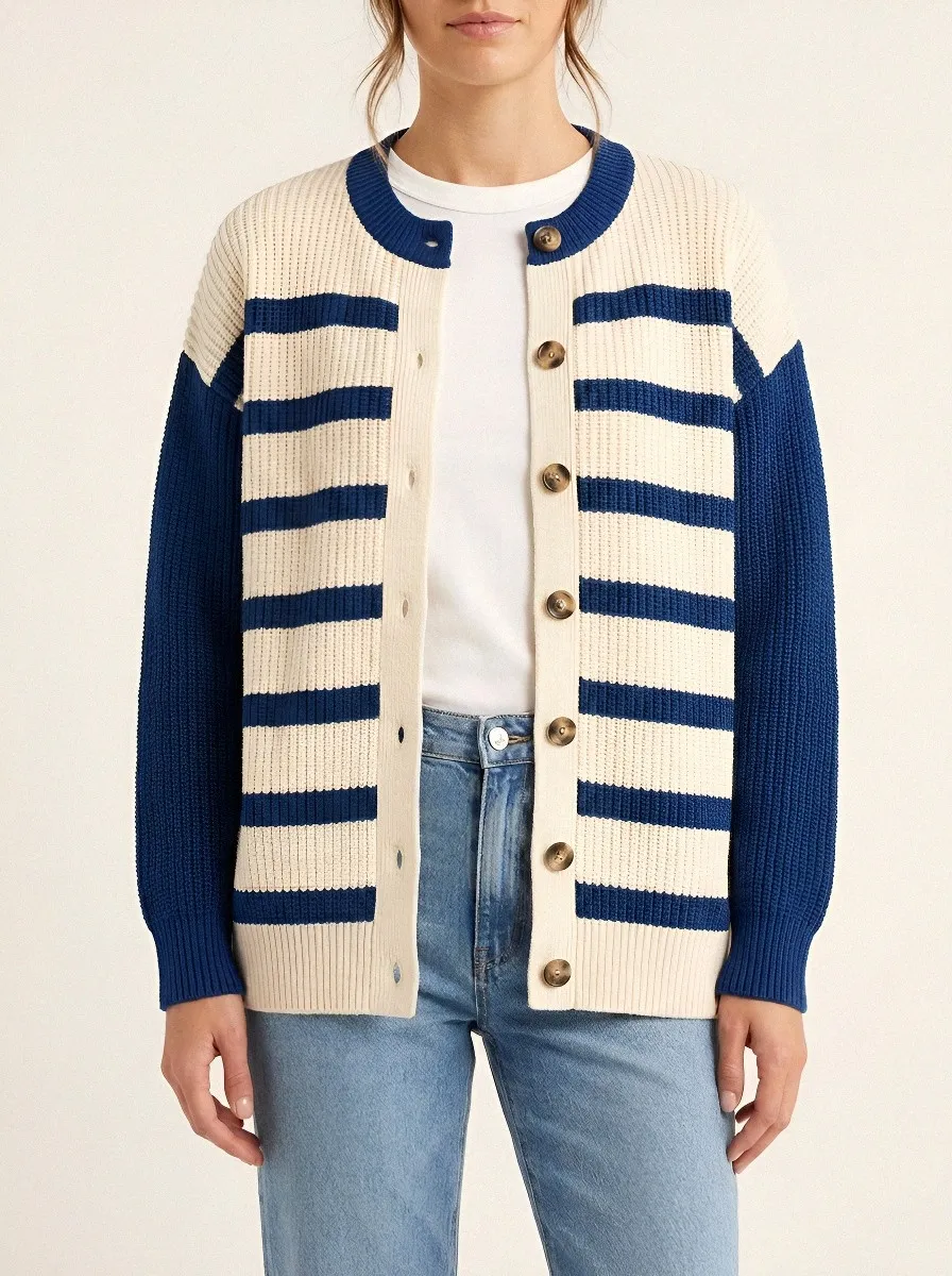Rugby Striped Knit Cardigan