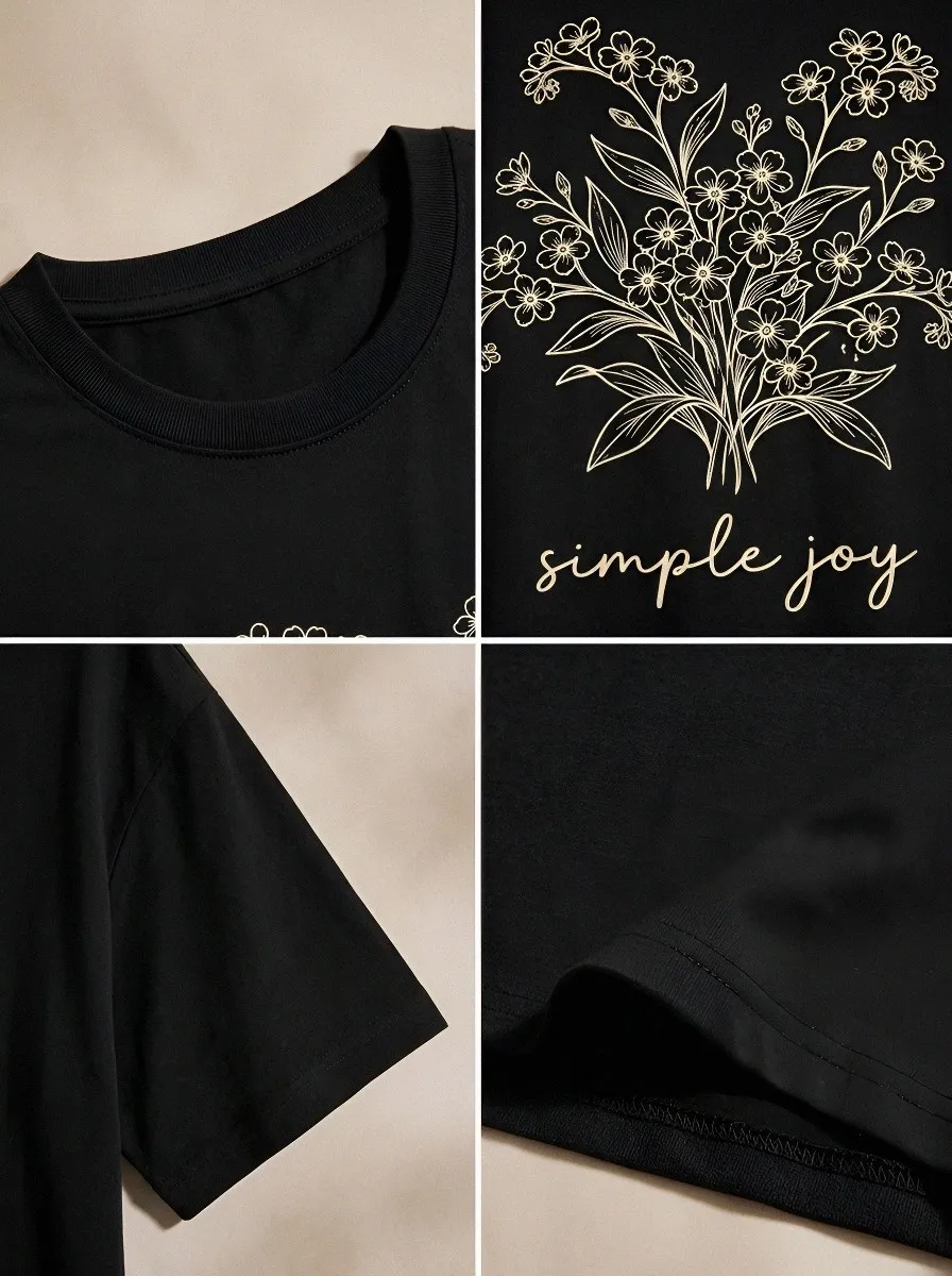 Women's Floral Lover Simple Joy Bouquet Printed T-shirt