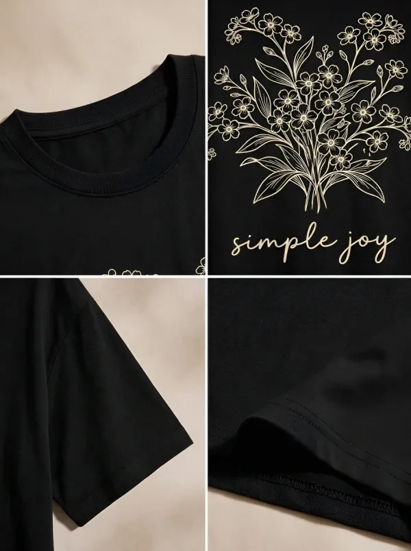 Women's Floral Lover Simple Joy Bouquet Printed T-shirt
