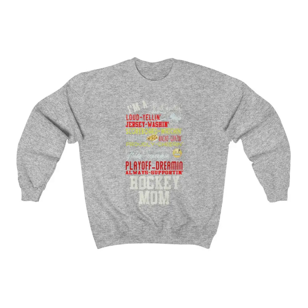 Mom Support Hockey Graphic Crewneck Sweatshirt