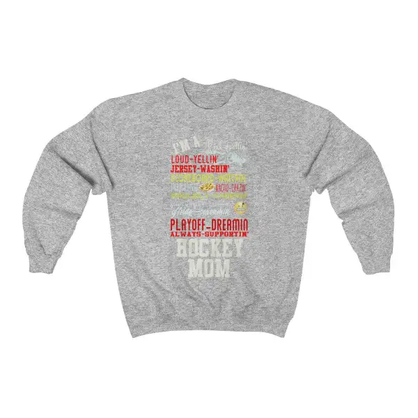 Mom Support Hockey Graphic Crewneck Sweatshirt