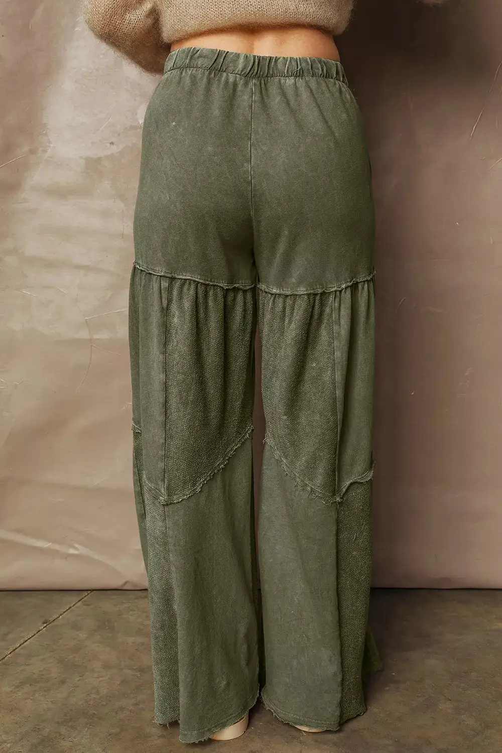 Drawstring Wide Leg Tiered Casual Pants