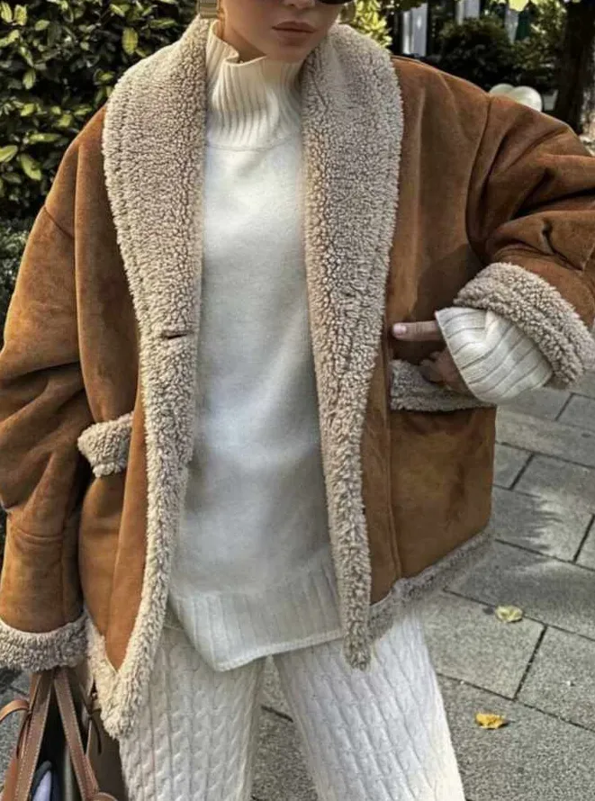 Turn-Down Collar Single-Breasted Structured Jacket