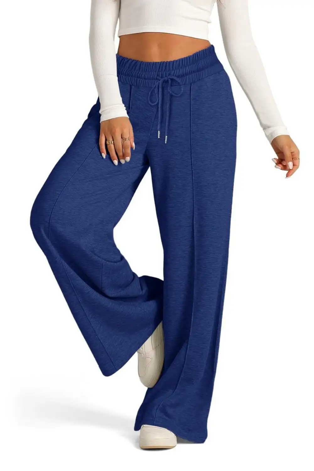 Relaxed Drawstring Elastic Waist Wide Leg Pants