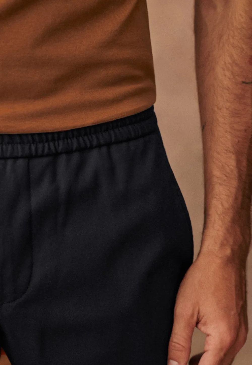 Olive Green Cotton Linen Blend Casual Trousers