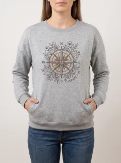 Travel Adventure Compass Floral Relaxed Sweatshirt