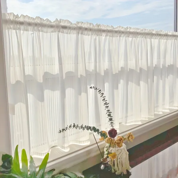 Sheer Pleated Short Curtains