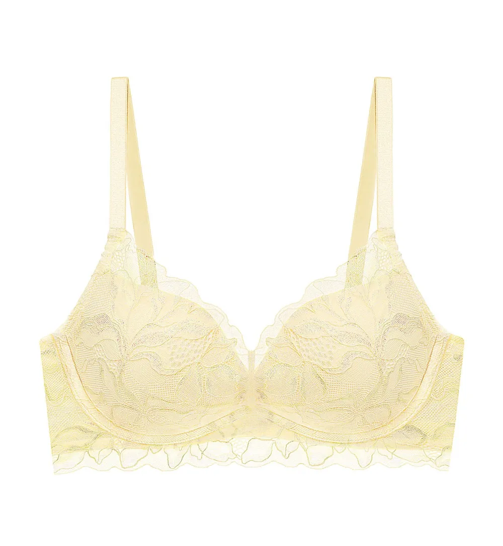 Women's Soft-Support Wired Deep-V Push-Up Lace Bra