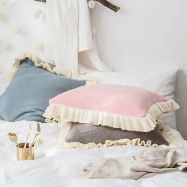 Cotton Lotus Flange Cushion Cover