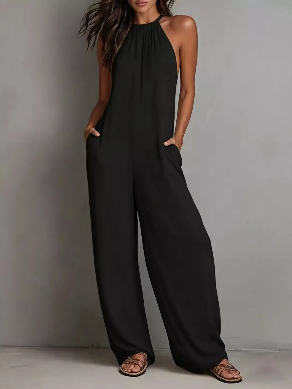 Sleeveless Wide Leg Jumpsuit