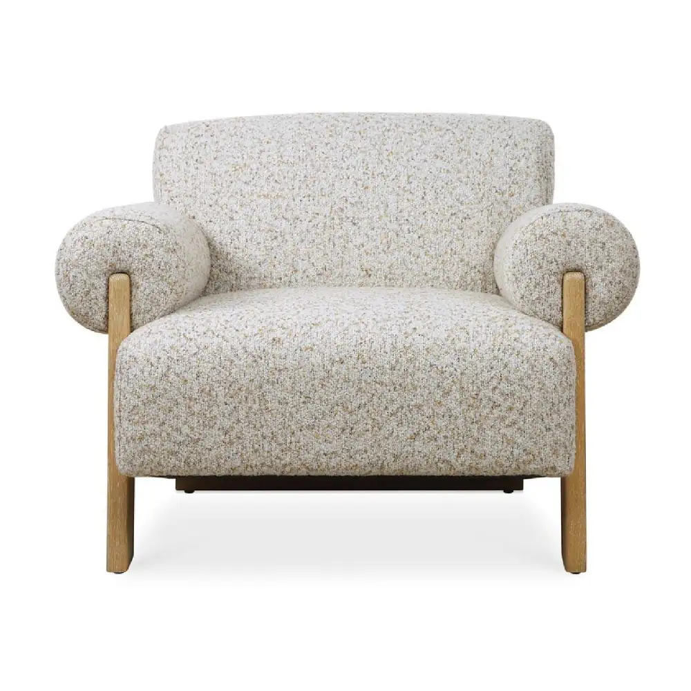 Boucle Rolled-Arm Accent Chair