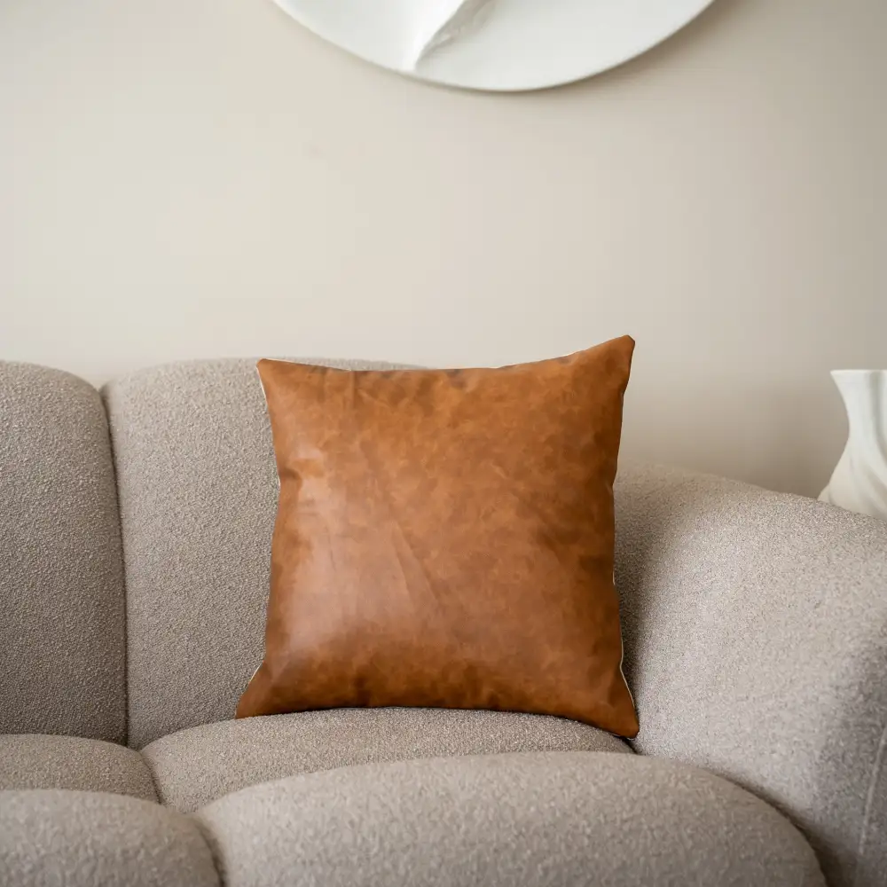 Smooth Leather Accent Cushion Cover