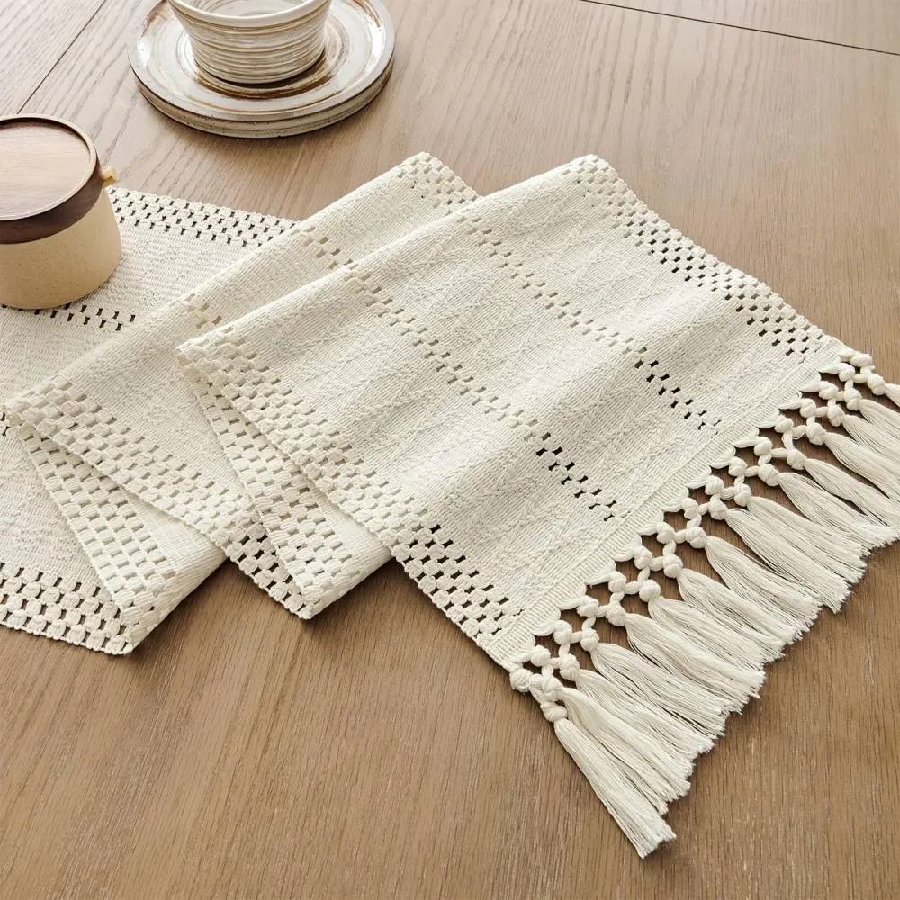 Neutral Openwork Table Runner