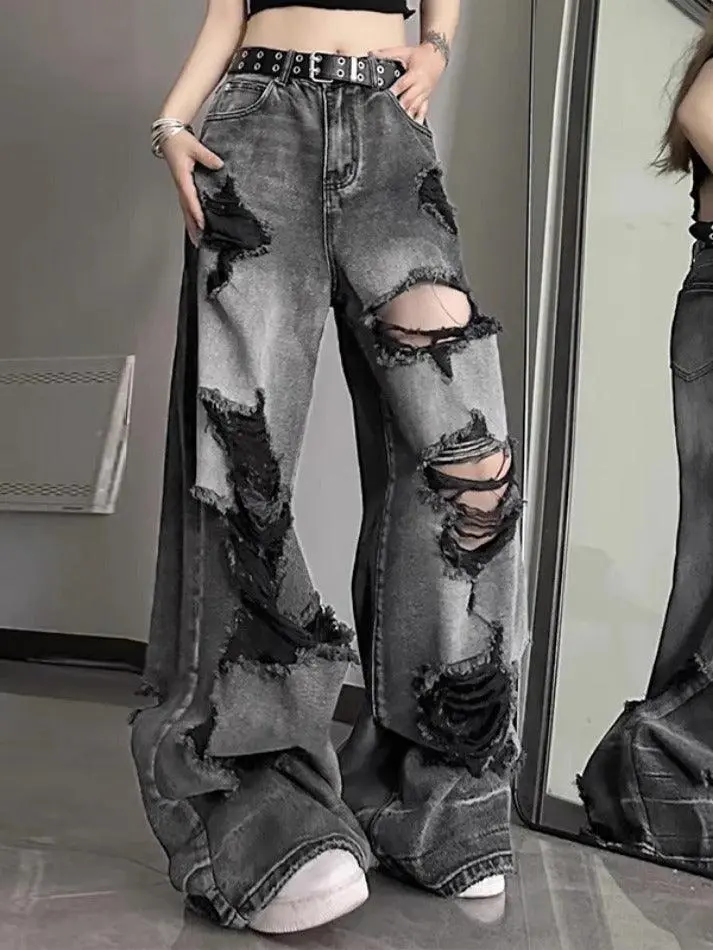 Washed Ripped Boyfriend Jeans