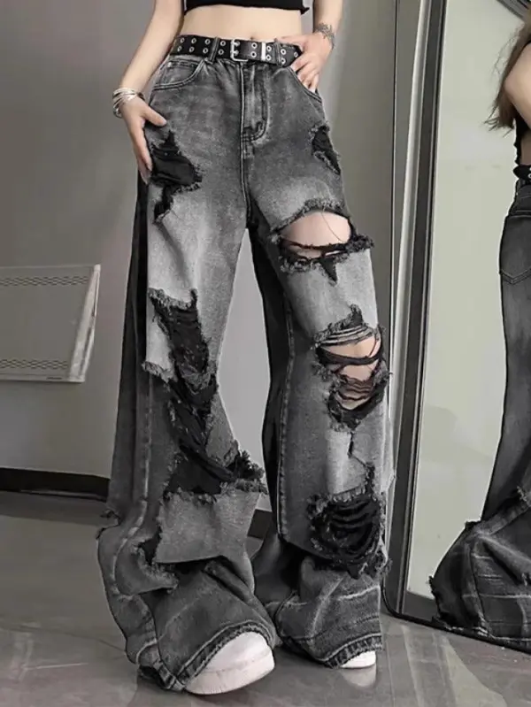 Washed Ripped Boyfriend Jeans