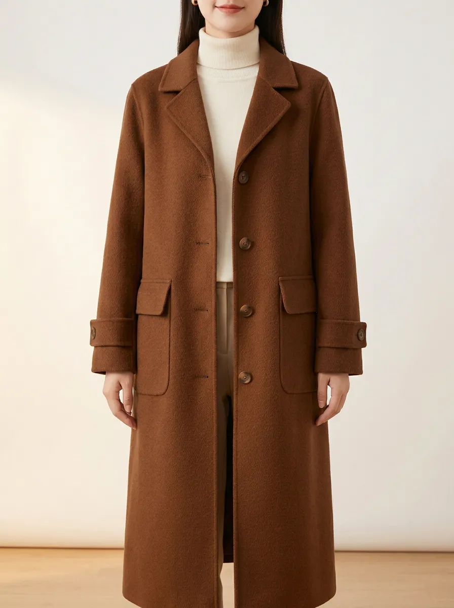 Decorative Wool-Blend Outerwear Coat