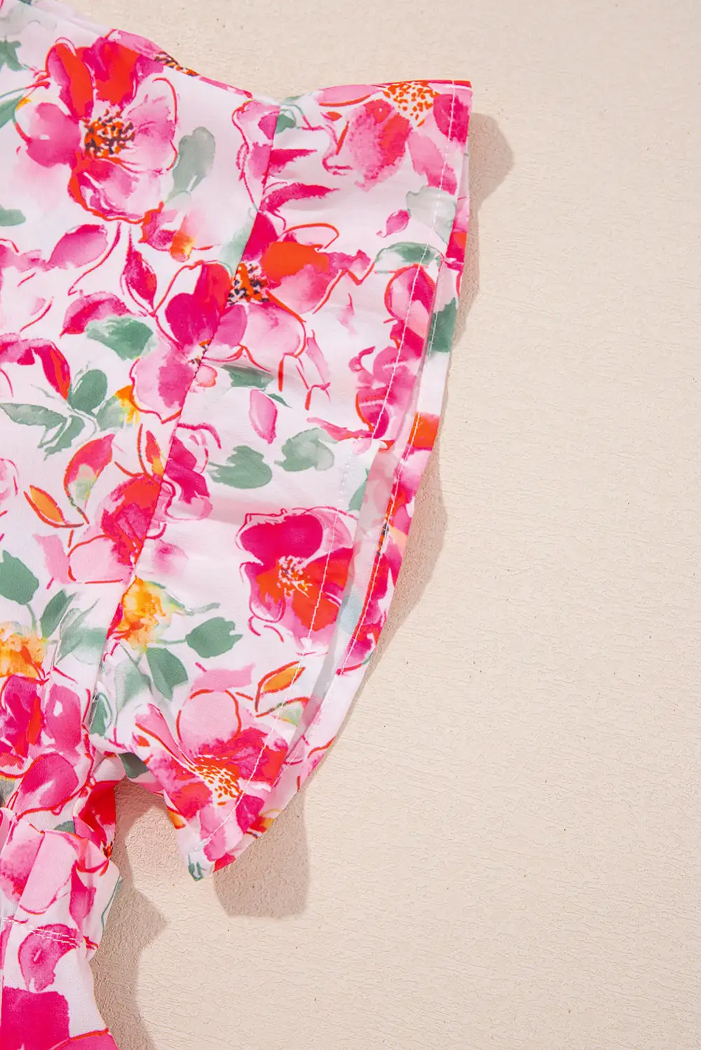 Floral Ruffled V-Neck Blouse