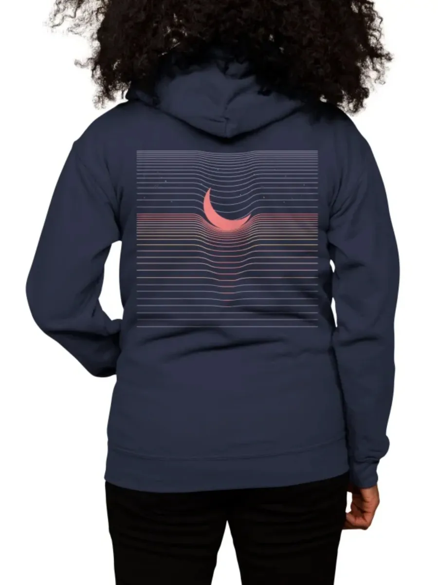 Retro Moon Wave Graphic Hoodie