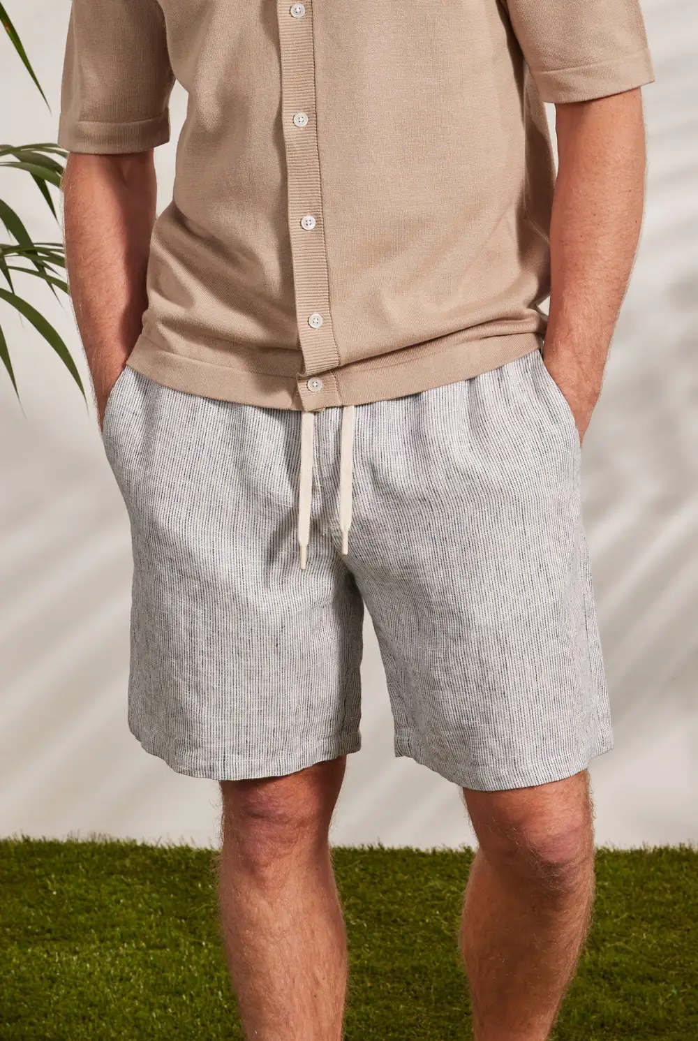 Relaxed Tapered Linen Blend Casual Lounge Shorts