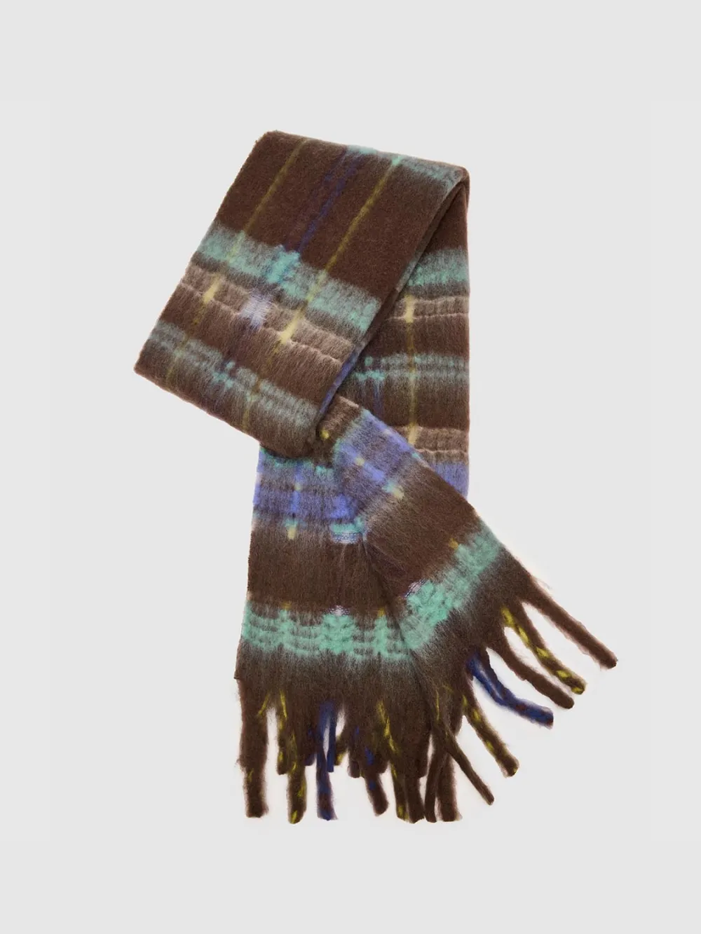 Multi-Color Plaid Fringe Scarf