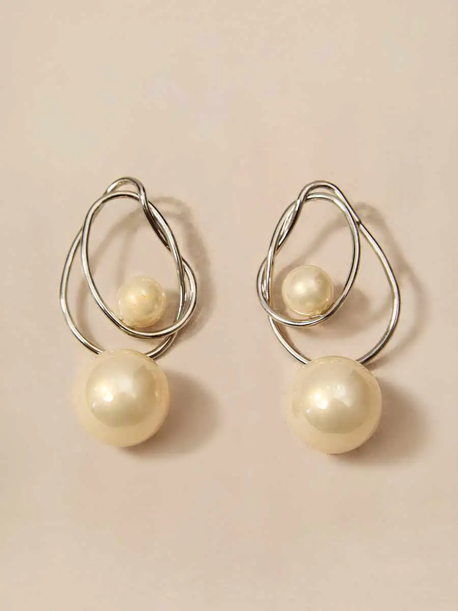 Alora Intertwined Loop Pearl Drop Earrings