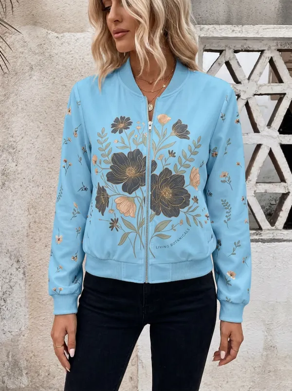 Botanical Lover Floral Garden Bomber Jacket