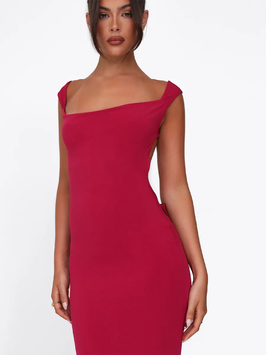 Alma Backless Bow Maxi Dress