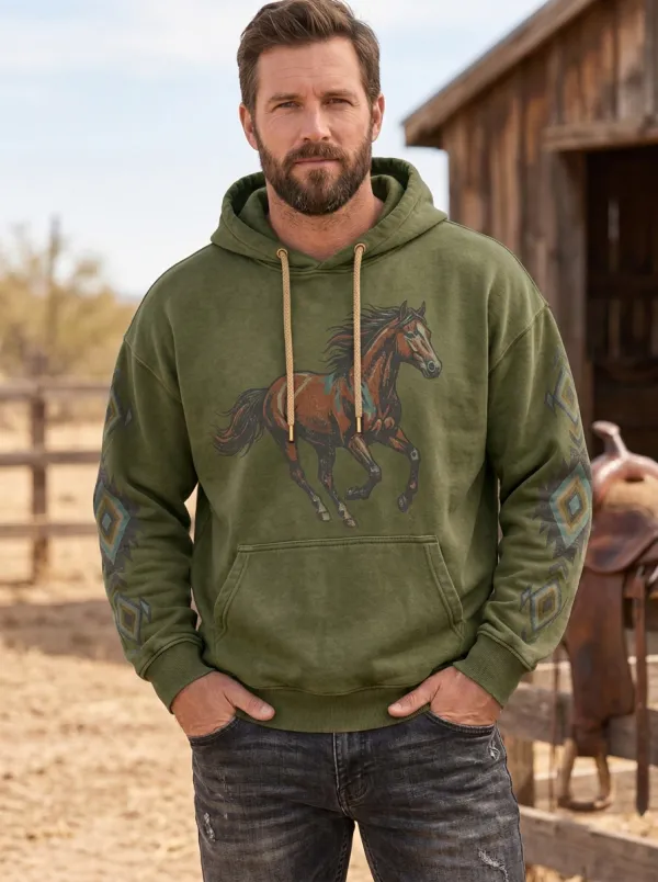 Men's Western Horse Graphic Hoodie