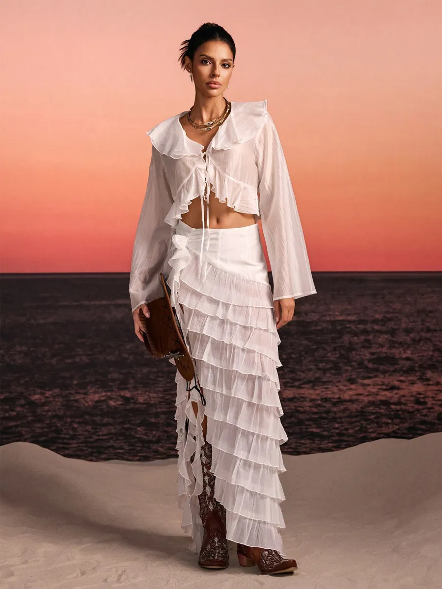 Octavia Ruffle Tiered Split Skirt Set