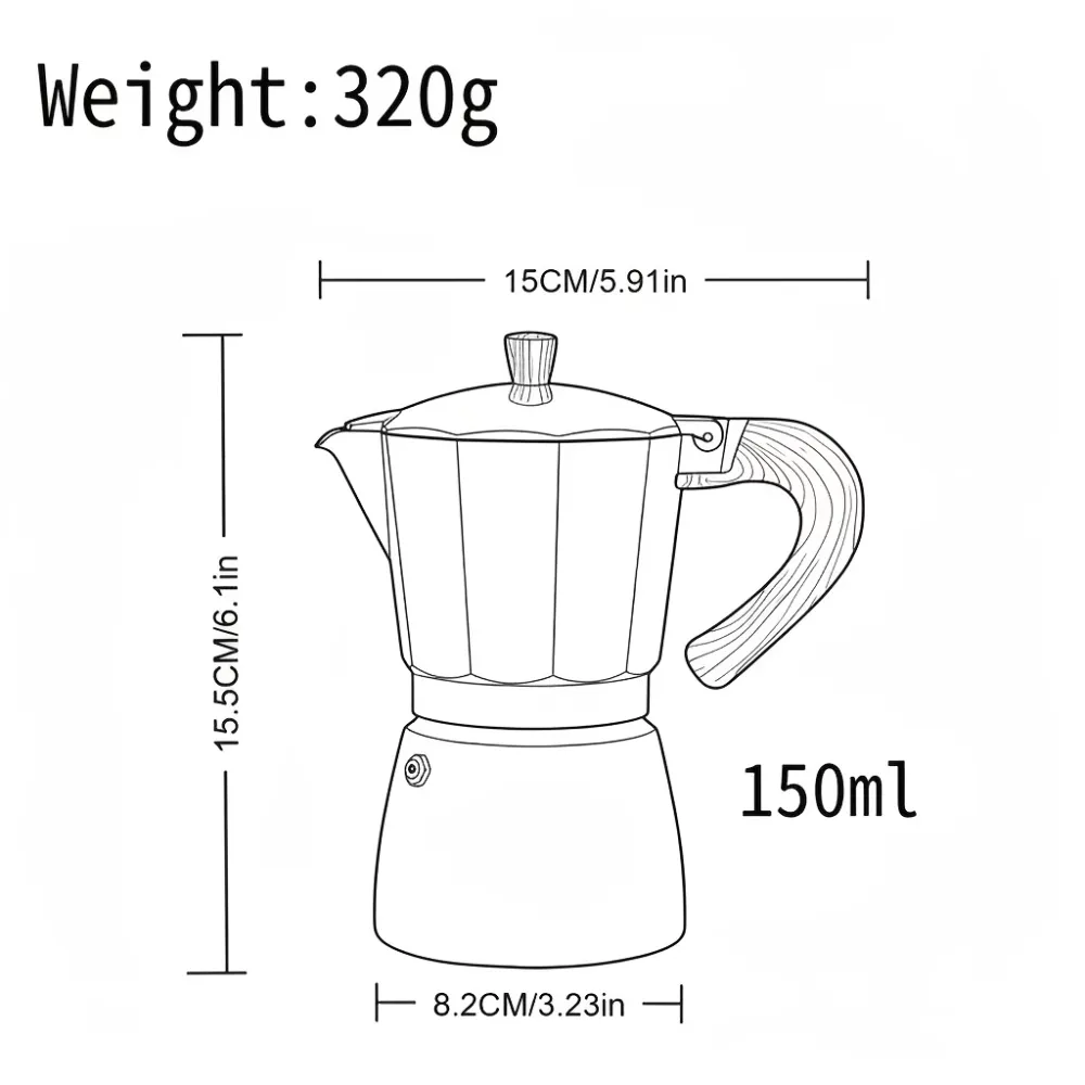 Wooden Handle Moka Coffee Pot