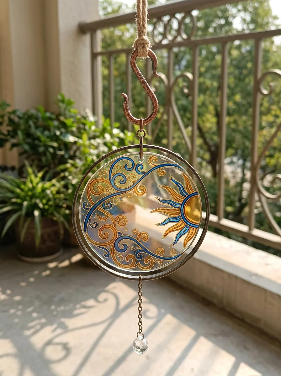 Sun Celestial Swirl Printed Suncatcher