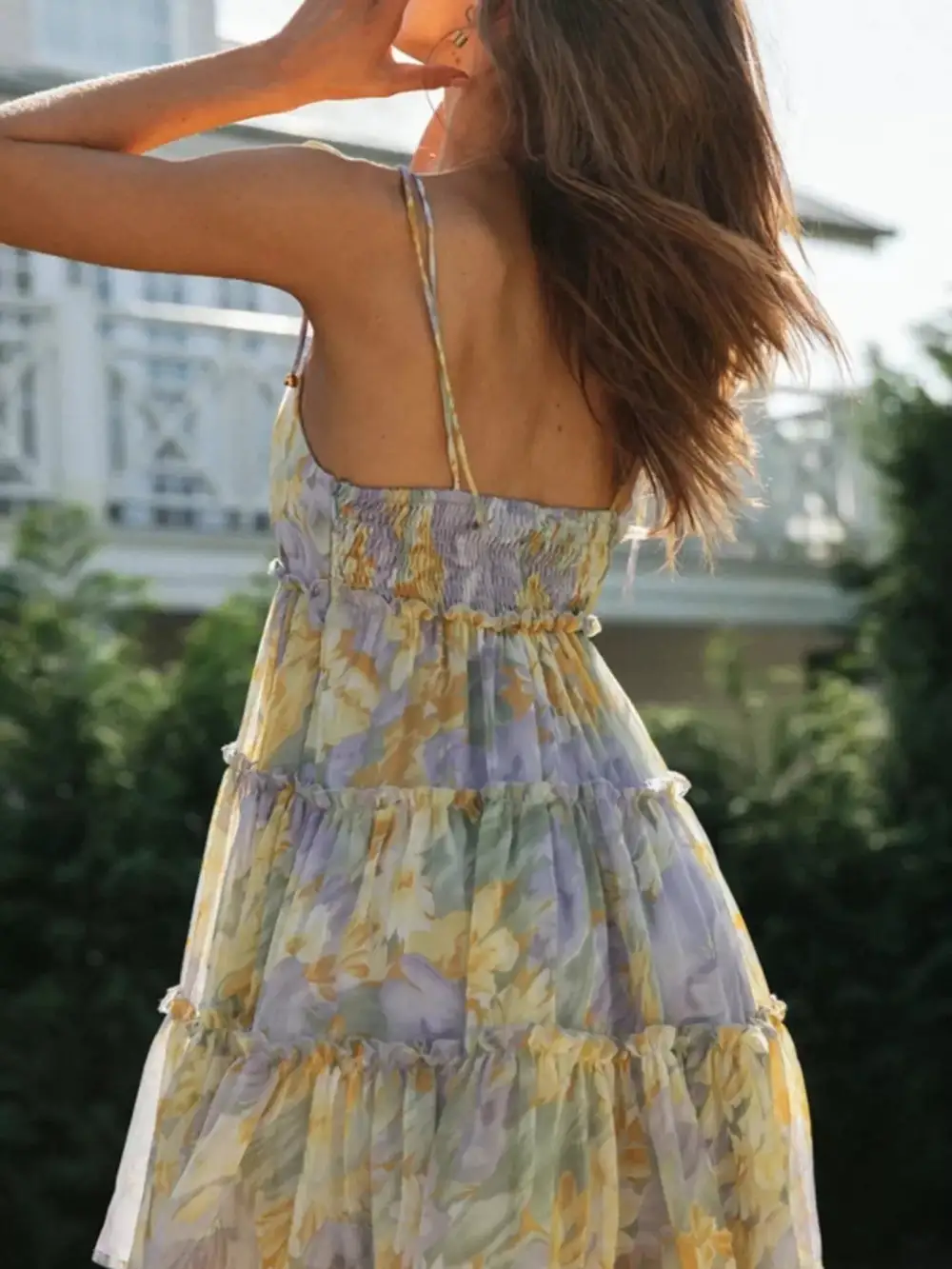 Relaxed Shape Floral Printed Ruffle Mini Dress