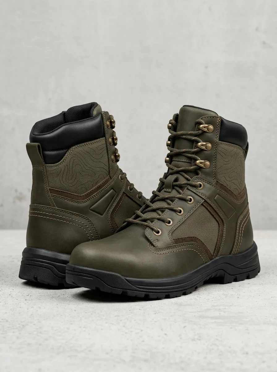 Unisex Outdoor Adventure Topographic Print Work Boots