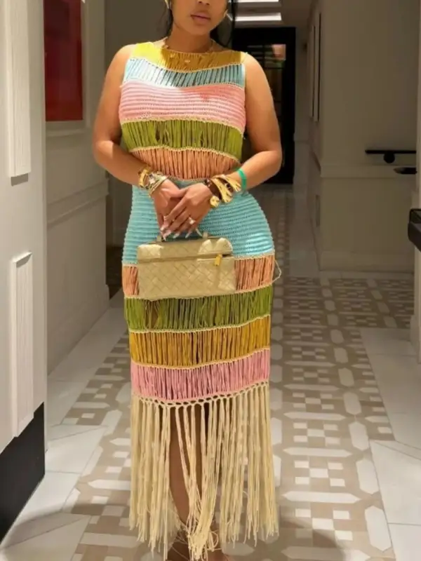 Knit Color-Block Maxi Dress