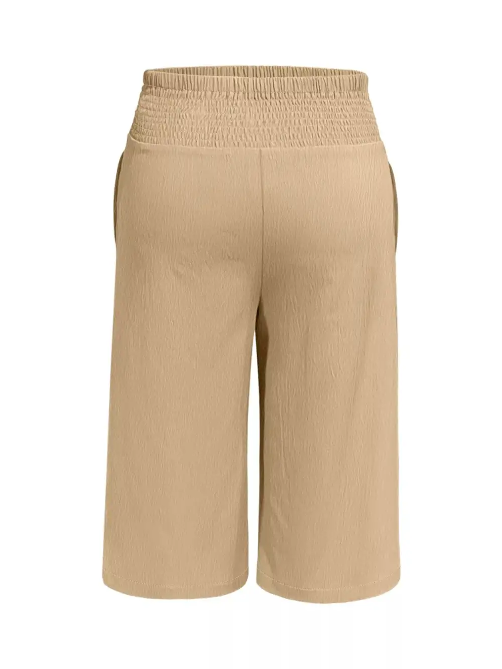 Wide Leg Cropped Smocked Waist Elastic Waist Pants
