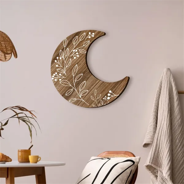 Wooden Floral Moon Wall Art