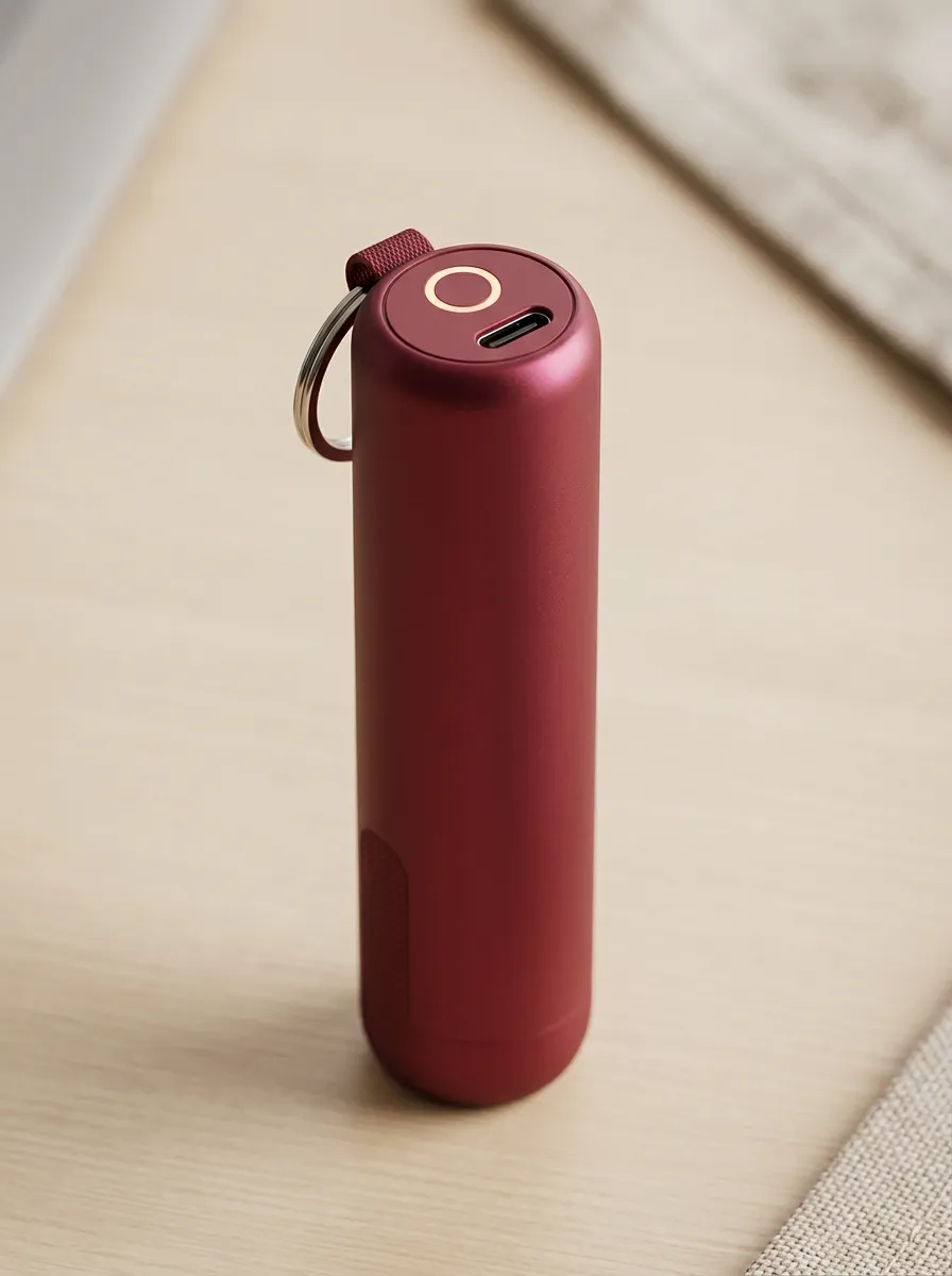 Burgundy Cylinder Keychain Power Bank
