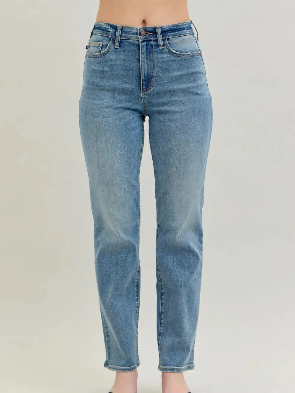 Straight High Waist Cotton Blend Everyday Jeans
