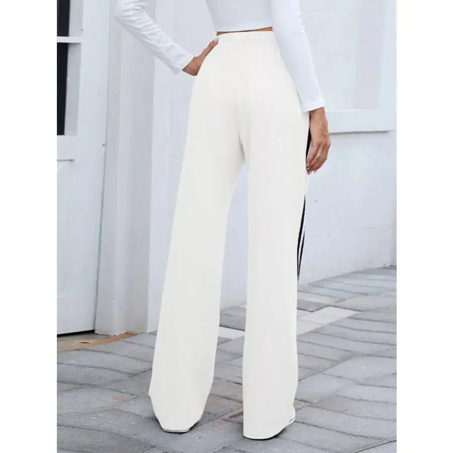 Side Striped Wide Leg Pants