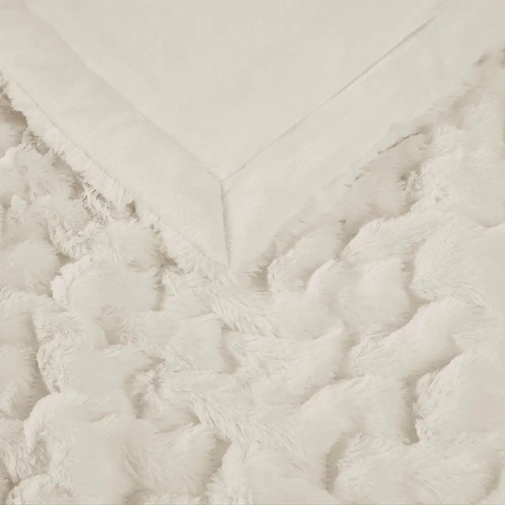 Ruched Faux Fur Throw Blanket