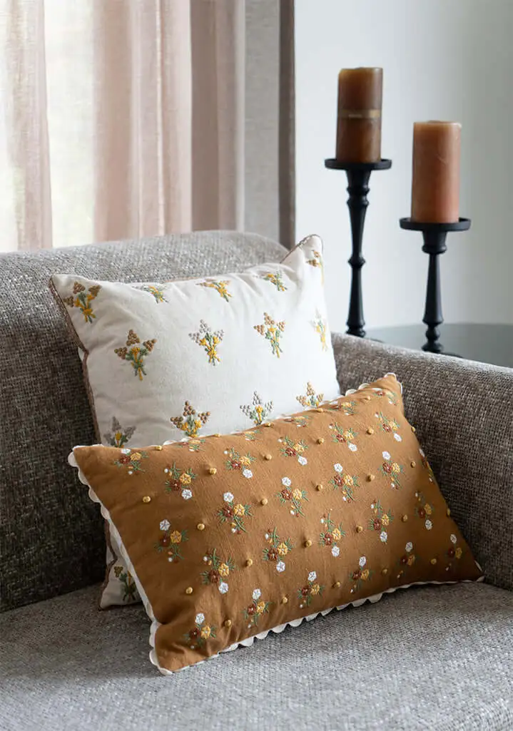 Artisan Surface Floral Textured Cotton Decorative Cushion Cover