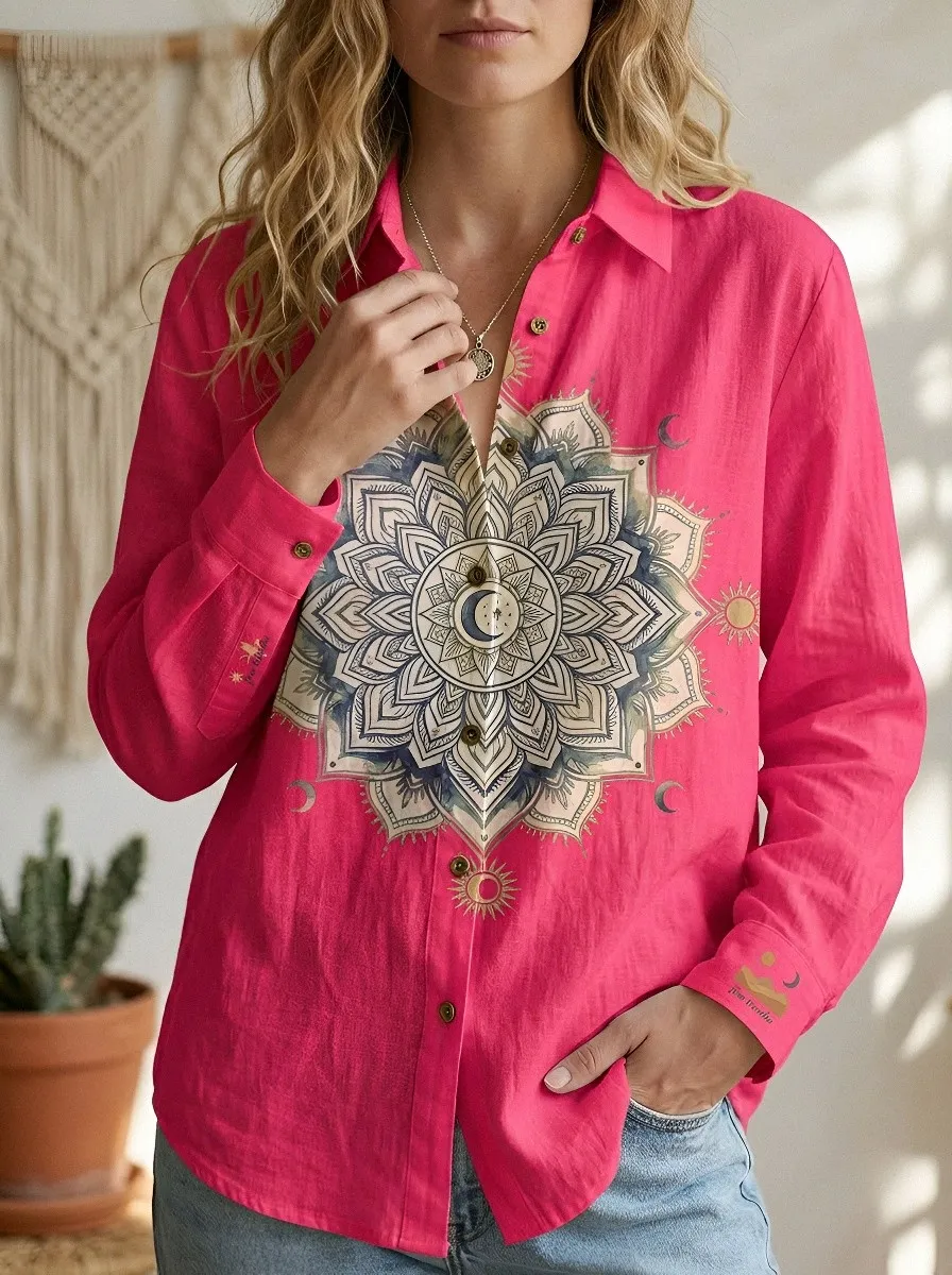 Boho Mandala Moon Casual Shirt