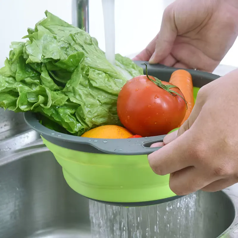 Foldable Vegetable Fruit Cleaning Basin Drainage Basket