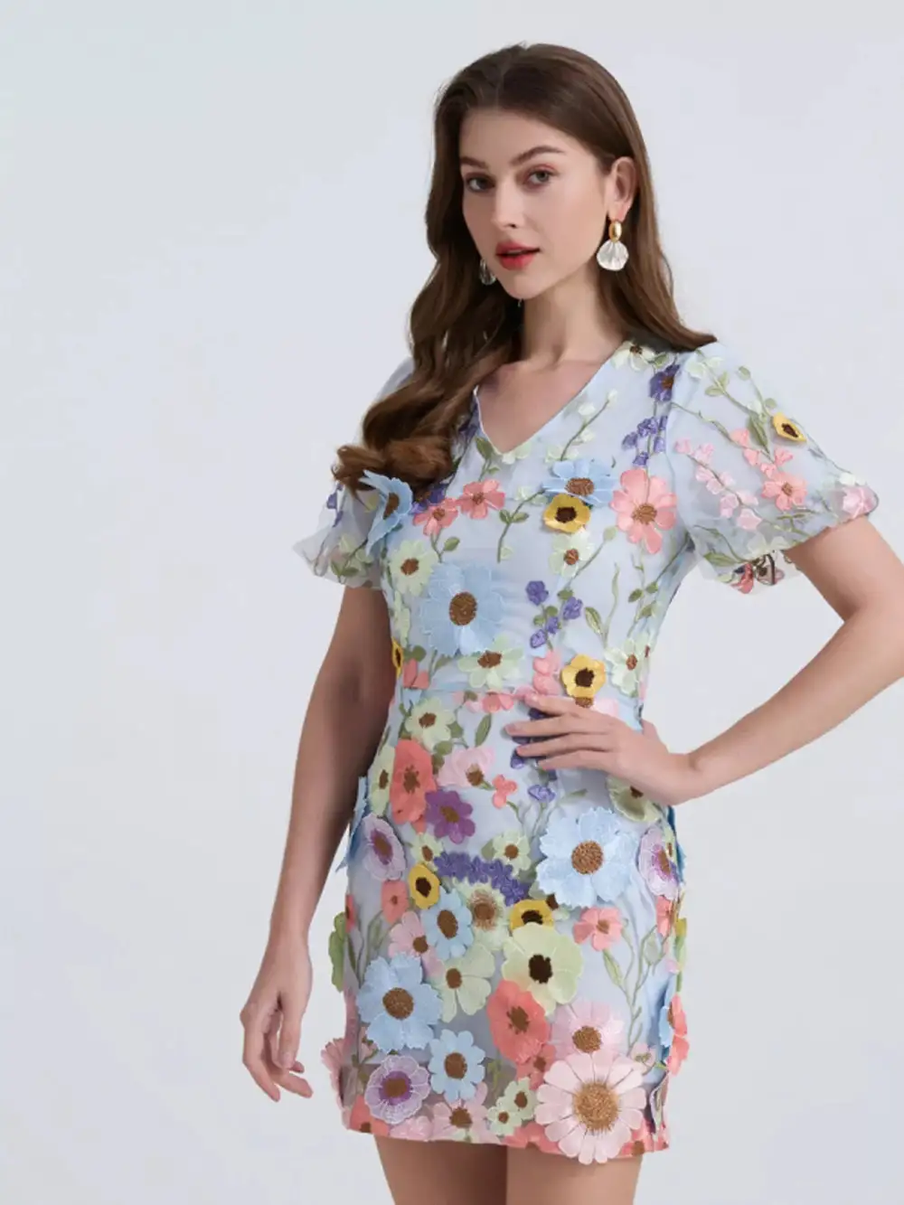 Puff-Sleeve Floral Mini Dress
