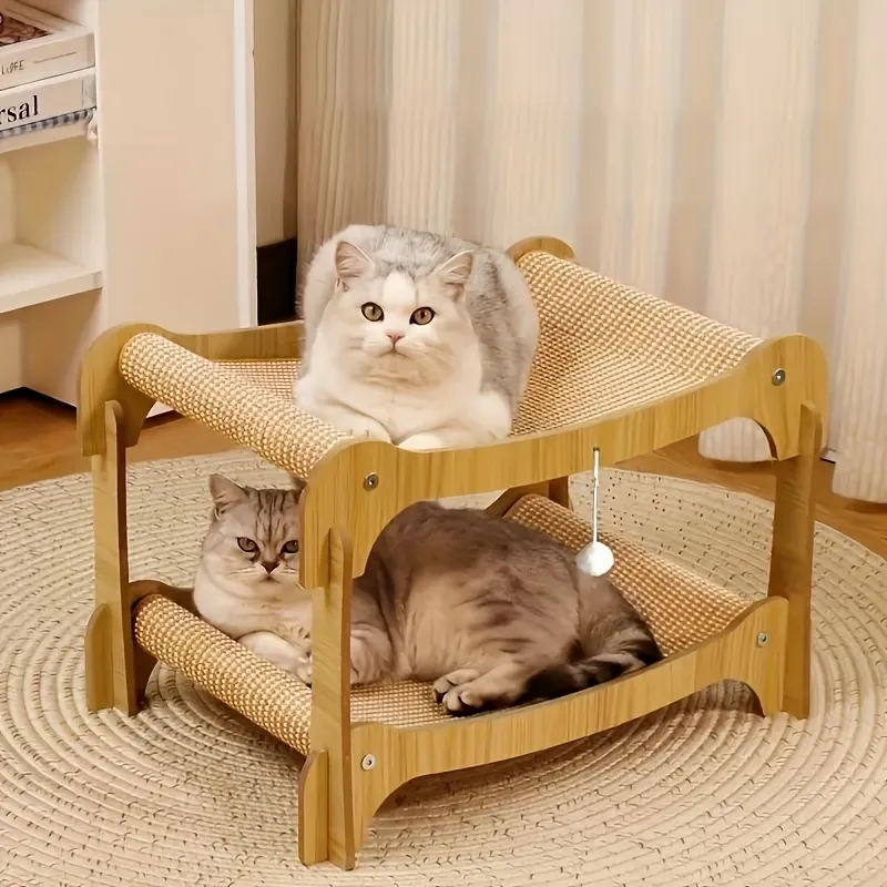 2-Tier Wooden Cat Bed