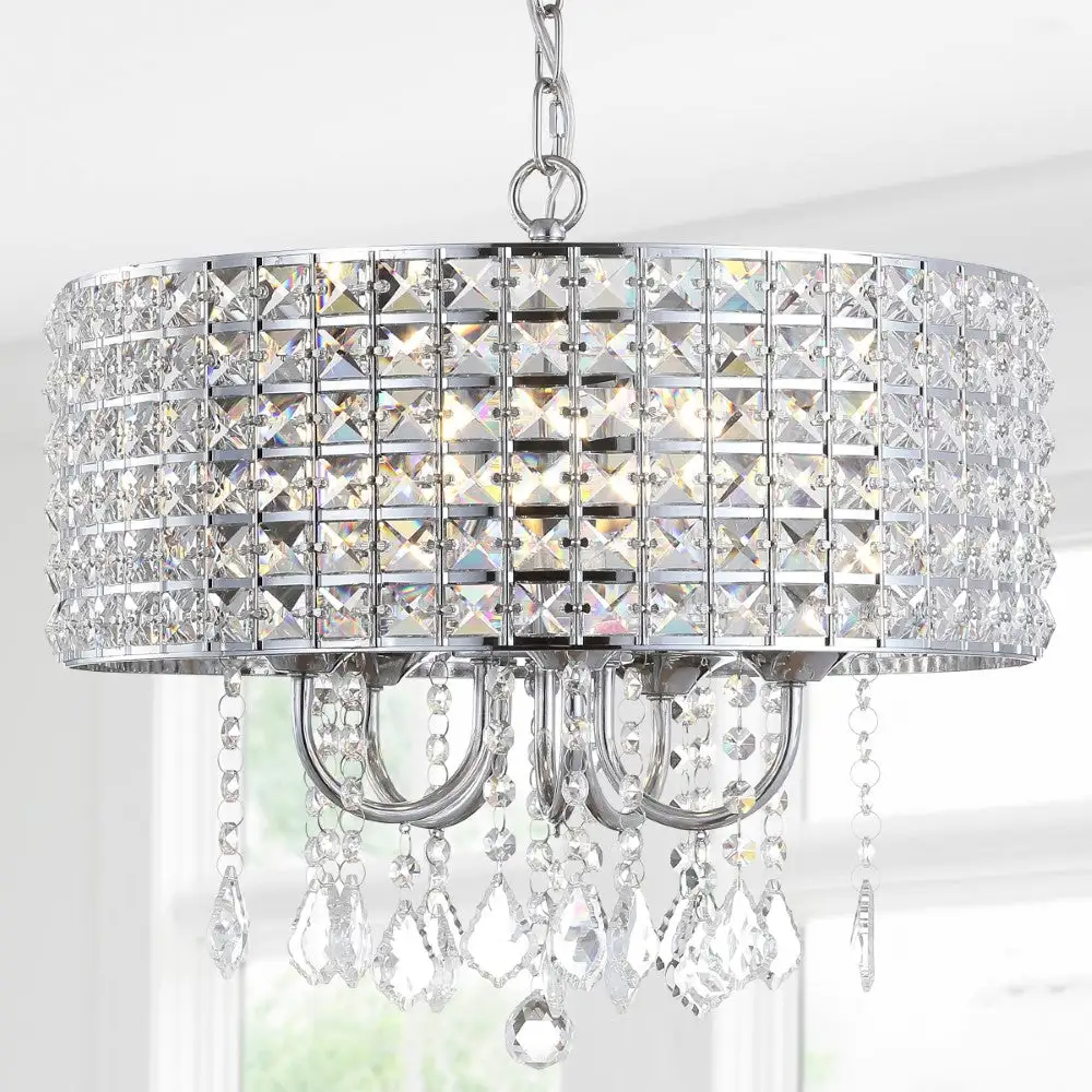 Metal Crystal LED Adjustable Drop Chandelier